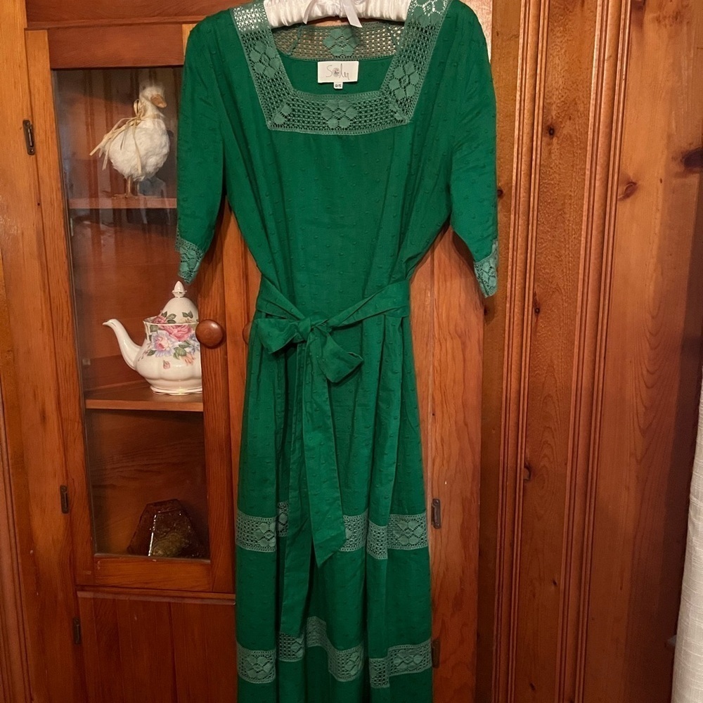 Soler London Swiss Dot Emerald Green Dress Size OS